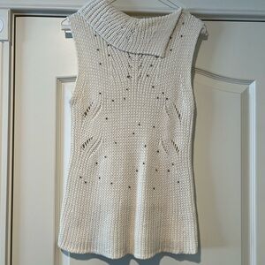 Democracy Cream Cowl Neck Sweater with Textured Knit